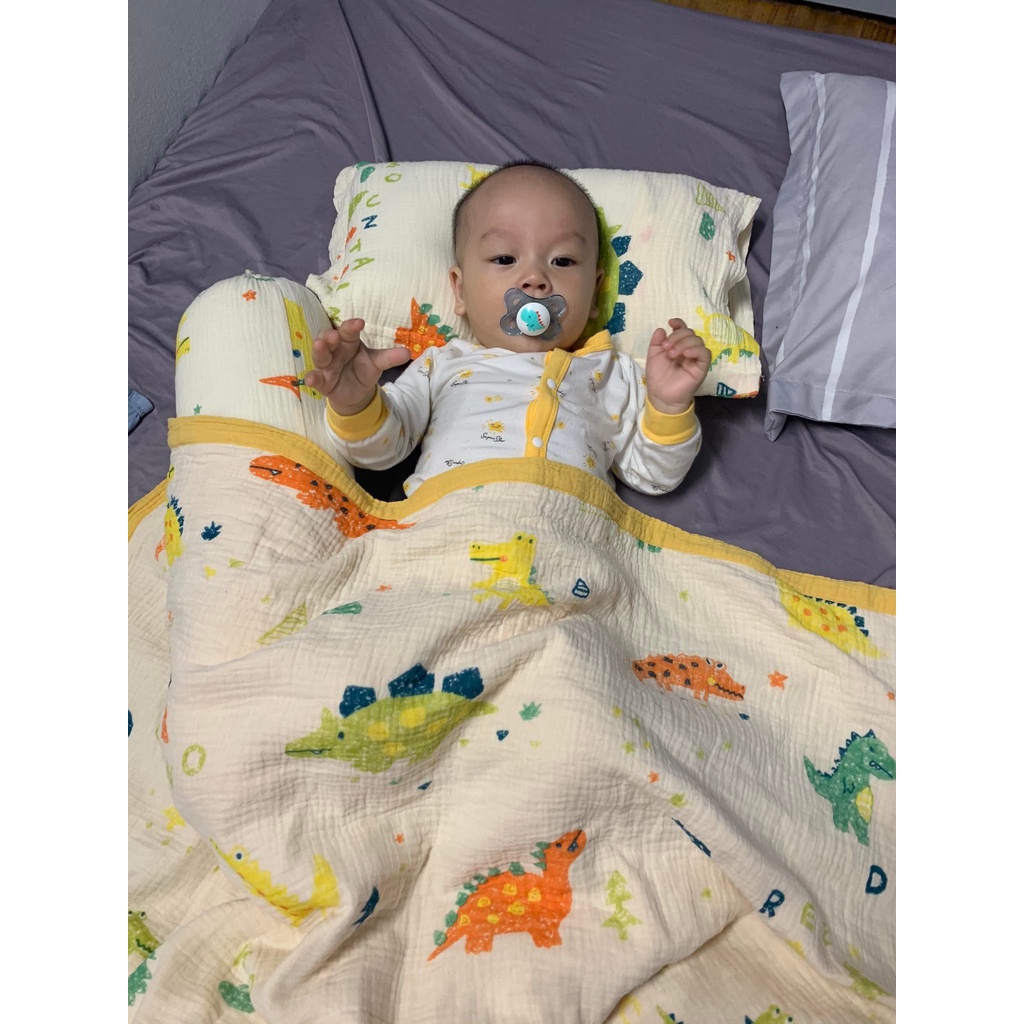 Bộ chăn gối xô muslin 3 sản phẩm CHIPMUNK cho bé 0-3 tuổi