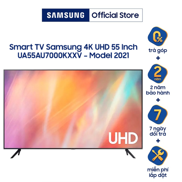 Smart Tivi Samsung Crystal UHD 4K UA55AU7000KXXV 55 inch