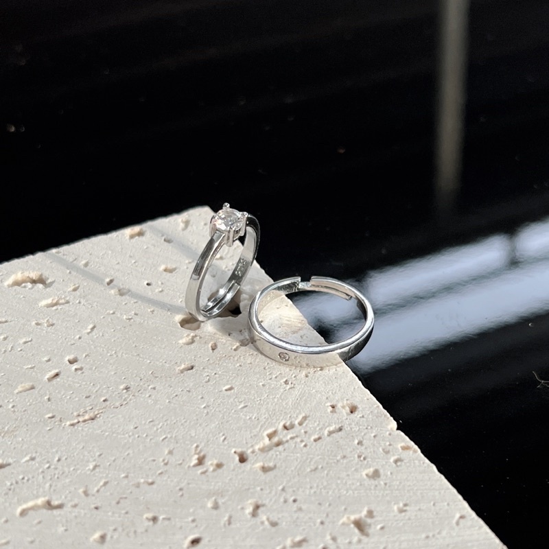 [ẢNH THẬT] Nhẫn đôi Rose nhẫn cặp đính hạt unisex tự điều chỉnh