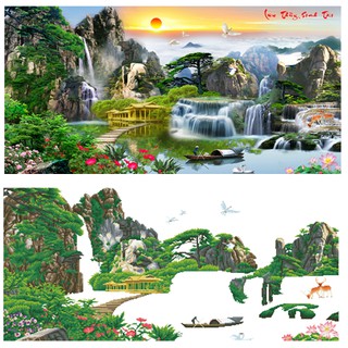 Tranh đính đá Phong cảnh Lưu Thủy Sinh Tài VS169 KT:160*75cm