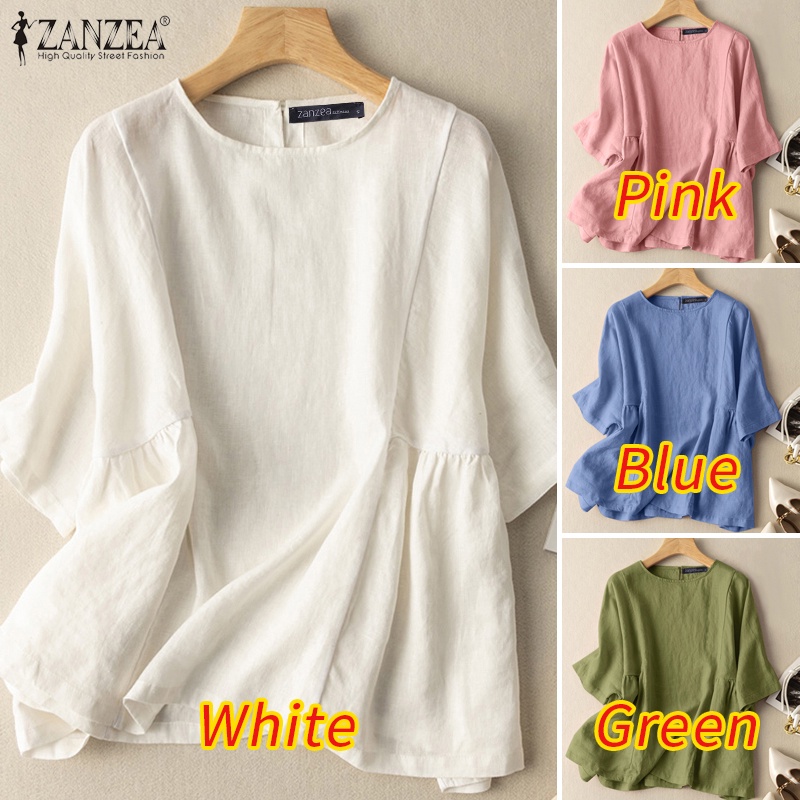 Zanzea Áo Thun Nữ Tay Lửng Dáng Rộng Phong Cách Vintage