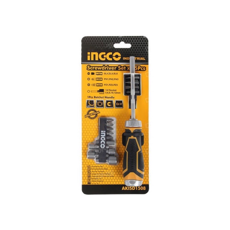 Bộ tuốc nơ vít đa năng 15 chi tiết INGCO AKISD1508