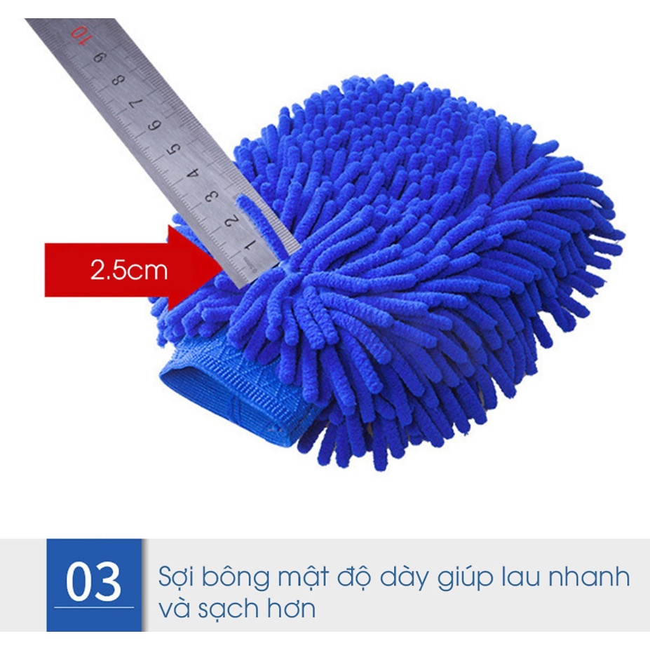 Găng Tay, Bao Tay San Hô Chuyên Dụng Lau, Rửa Xe Ô Tô Siêu Mịn, Tiện Dụng