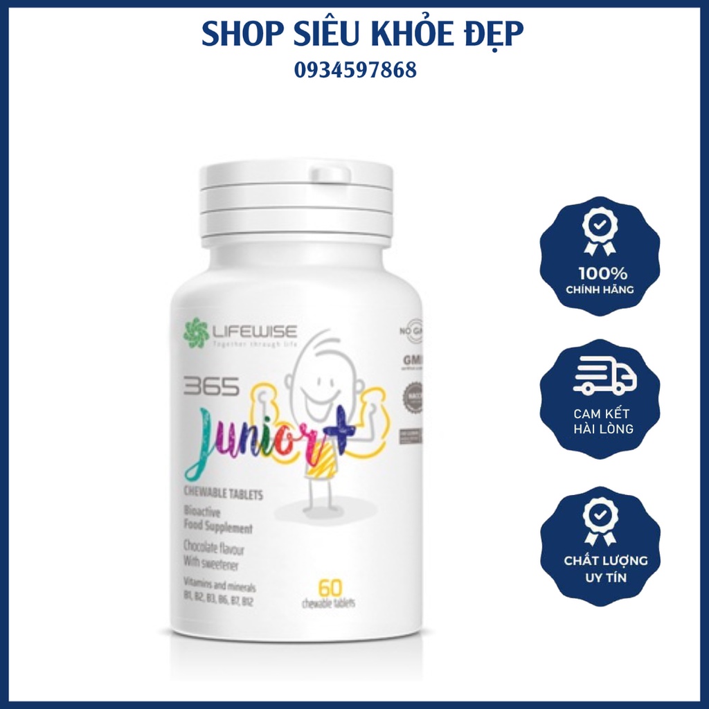 Viên Uống Lifewise #365 Junior+ Bổ Sung Vitamin E Khoáng Chất Tăng Cường Sức Khỏe Cho Mẹ Bầu Và Trẻ Em - Hộp 60 Viên