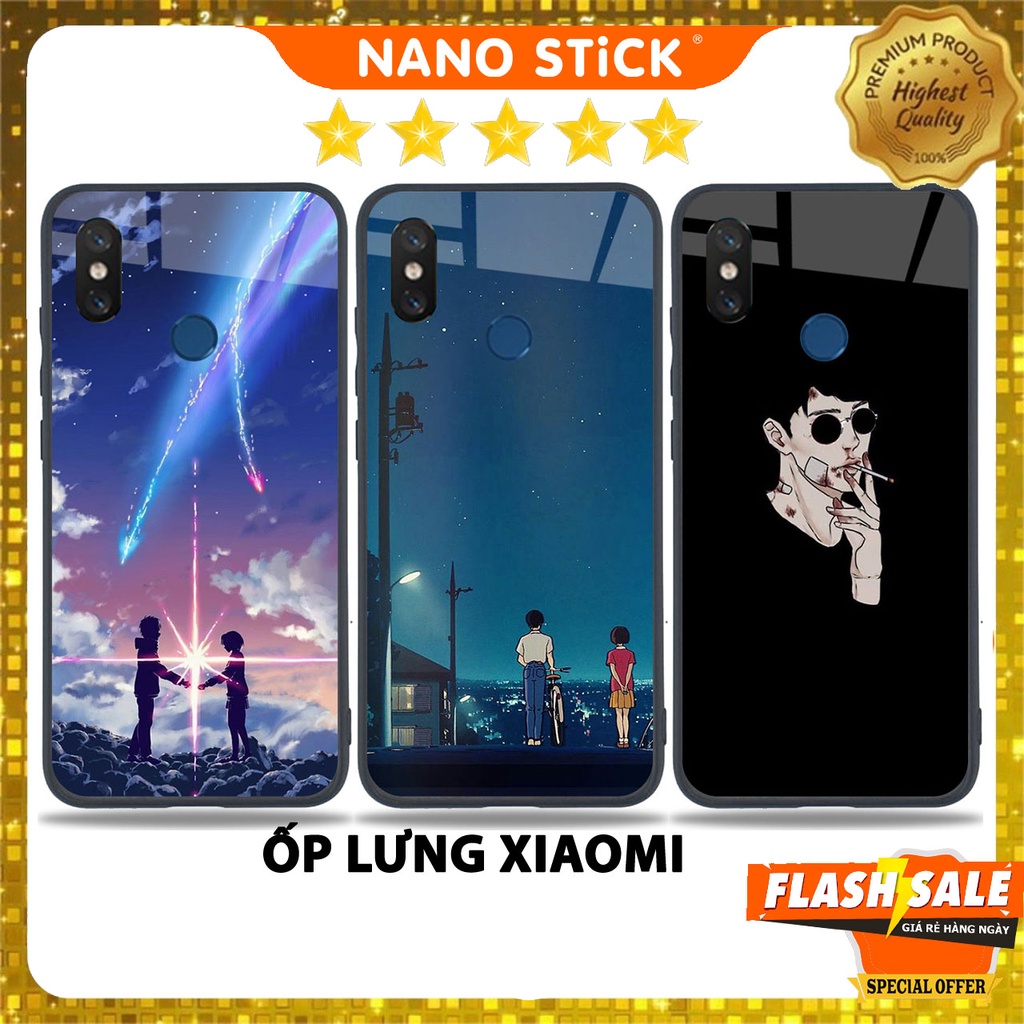 Ốp điện thoại Mi 8/ Mi 6X/ Mi A2/ Mi A3/ Mi note 9s/ Mi 9, Ốp lưng xiaomi kính cường lực