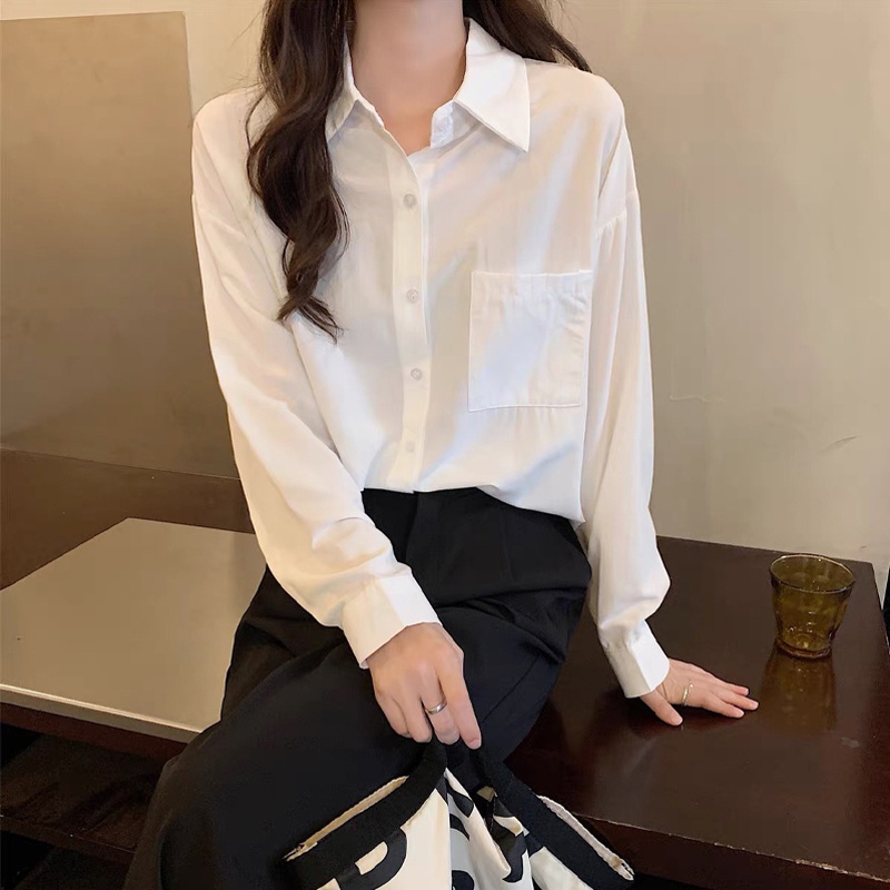 Áo sơ mi trắng nữ kiểu công sở đẹp form rộng tay dài hàng Quảng Châu cao cấp ANDOSA SM11