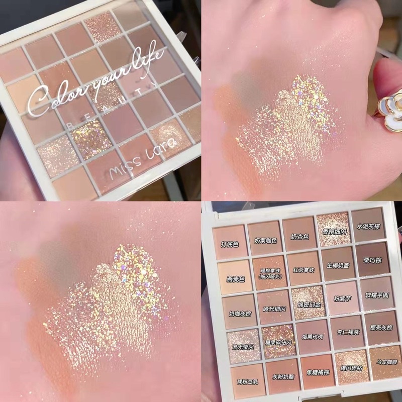 Phấn Mắt Bảng Màu 25 Màu Có 2 Tone Nude + Khói + Hồng Dễ Dùng