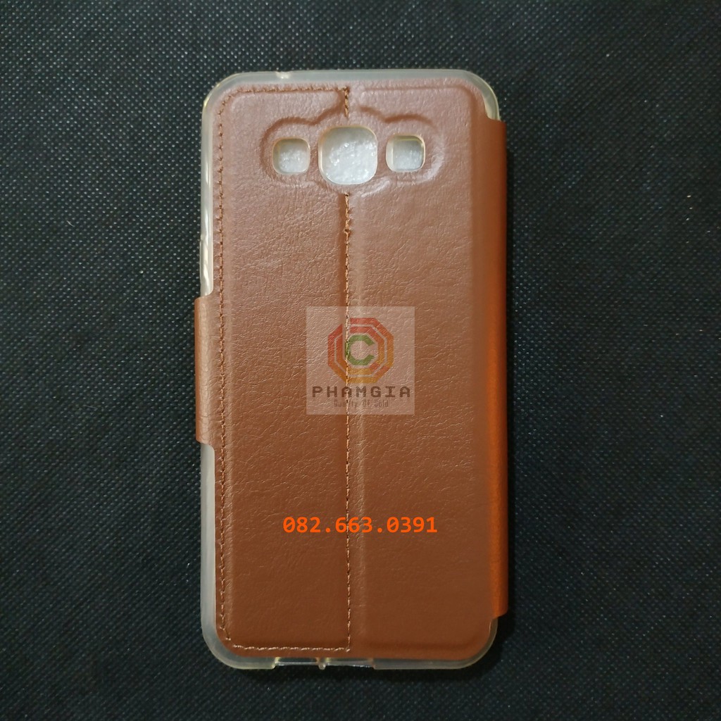 Ốp lưng Samsung A8 có đồng hồ xem giờ, chất liệu da sang trọng