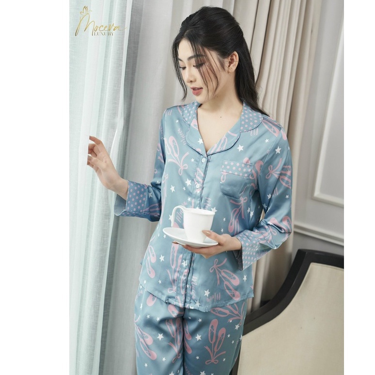 Đồ bộ lụa thương hiệu MỘC EVA! MSSP: L212136, đồ mặc nhà nữ, đồ bộ nữ cao cấp