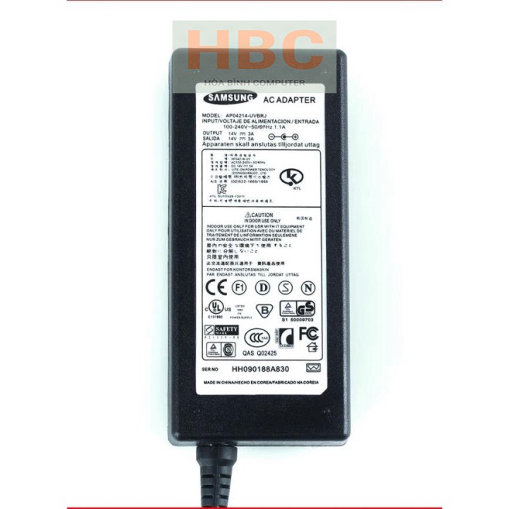 Sạc Nguồn Màn Hình SamSung 14V-3A chân kim | adapter 14v 3a