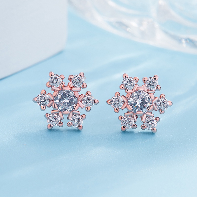 Bông Tai Mạ Bạc 925 Hình Hoa Tuyết Đính Đá Zircon Đơn Giản Phong Cách Nhật Hàn Thời Trang Dễ Phối Đồ Dành Cho Nữ-S1