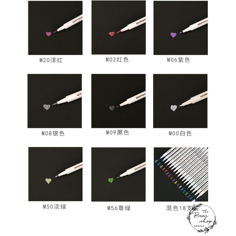 Bút Lông Brush Pen Màu Nhũ Viết Caligraphy Trang Trí Sổ Bullet Journals Vẽ Trang Trí Thủ Công Kết Cấu Kim Tuyến Lấp Lánh