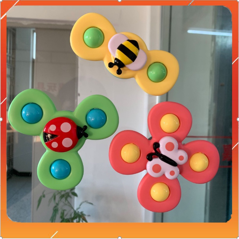 Đồ chơi con quay chong chóng dính tường Spinner côn trùng 3 cánh cho bé - Set 3 con quay hình cánh hoa dán tường