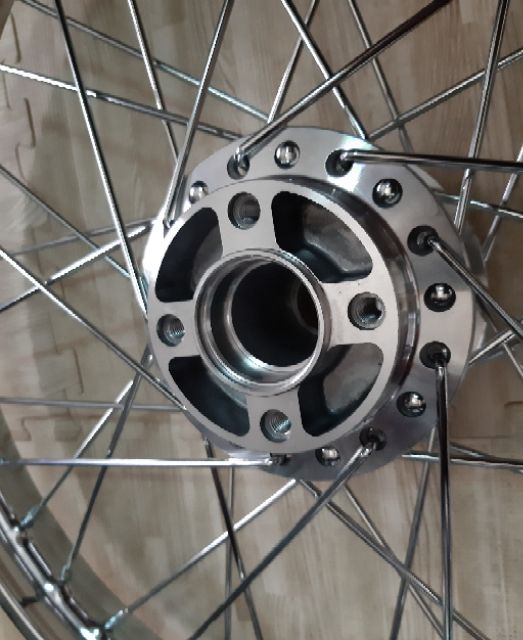 Bánh căm RAIDER SATRIA niềng union căm đùm mạ crom kèm 2 đĩa rút căm sẵn gắn như zin