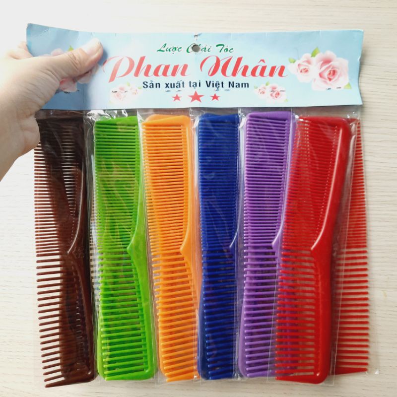 Vỉ 12 lược chải ngôi sao màu trong 20cm (có nhiều mẫu chọn)