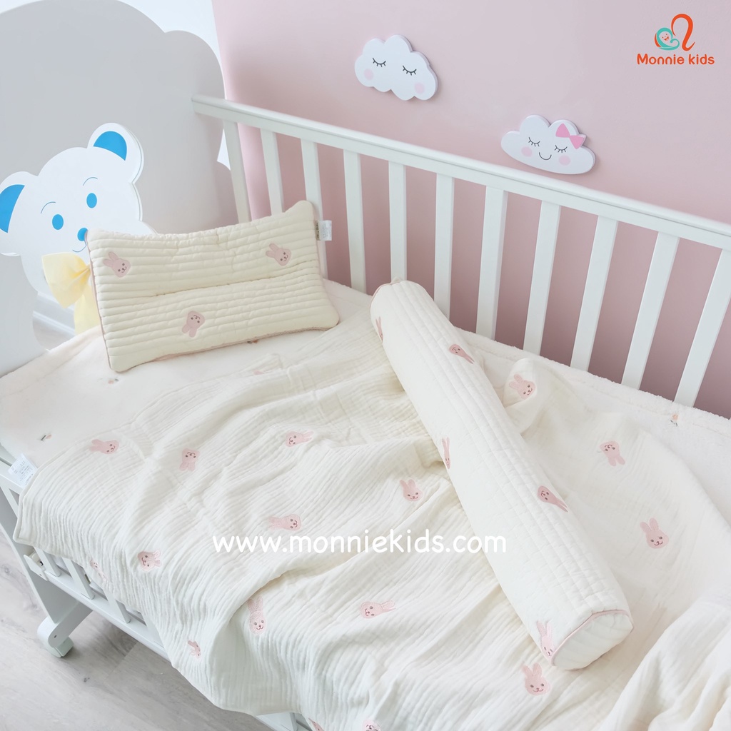 Chăn Xô 6 Lớp CHEZBEBE Thêu Họa Tiết 85x135CM Made In Korea