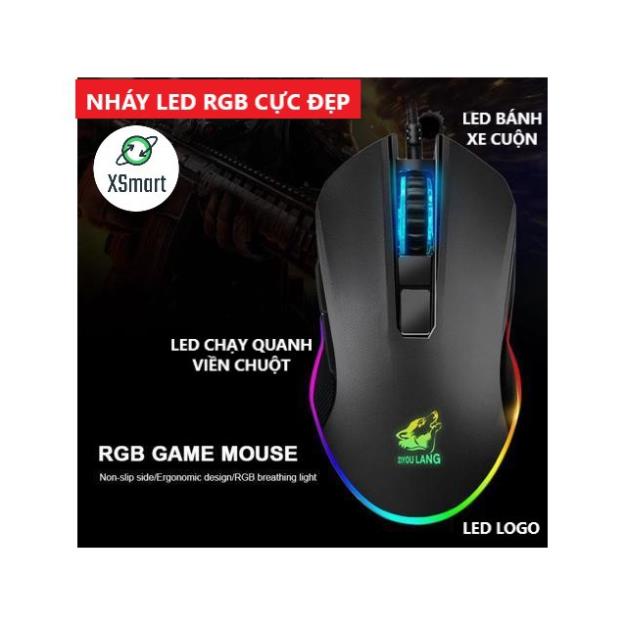Chuột Máy Tính Free Wolf V1 LED RGB Chơi Game Tự Động Đổi Màu Cực Đẹp - XSmart 888