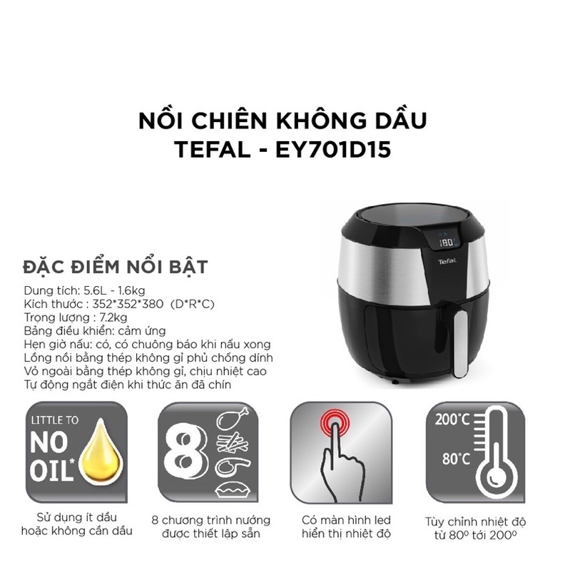 Nồi chiên không dầu Tefal EY701D15