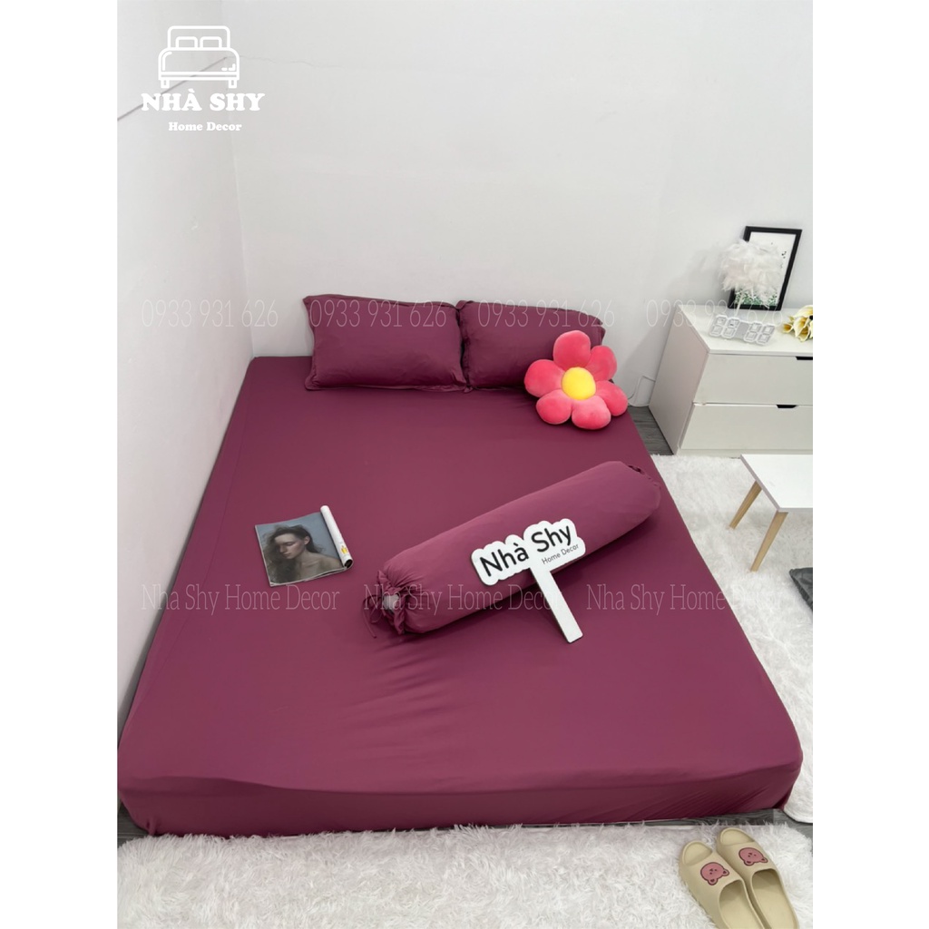 Trọn Bộ Ga Giường Thun Hàn Quốc Trơn - Nhiều Màu - Chất Không Nhăn