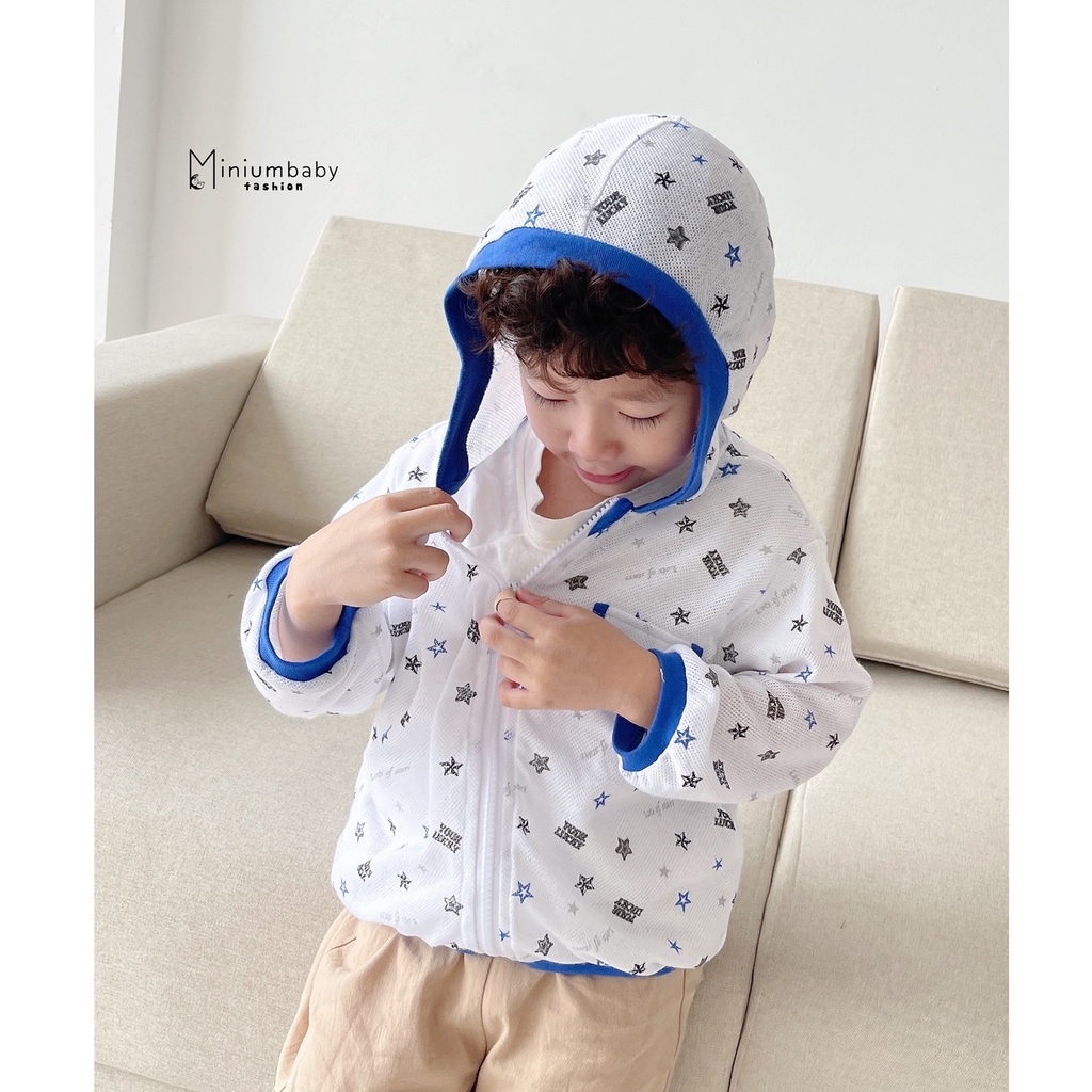 Áo khoác chống nắng lưới thời trang cho bé, áo bé trai/bé gái unisex chất liệu cotton thông hơi MiniumBaby-CN1211