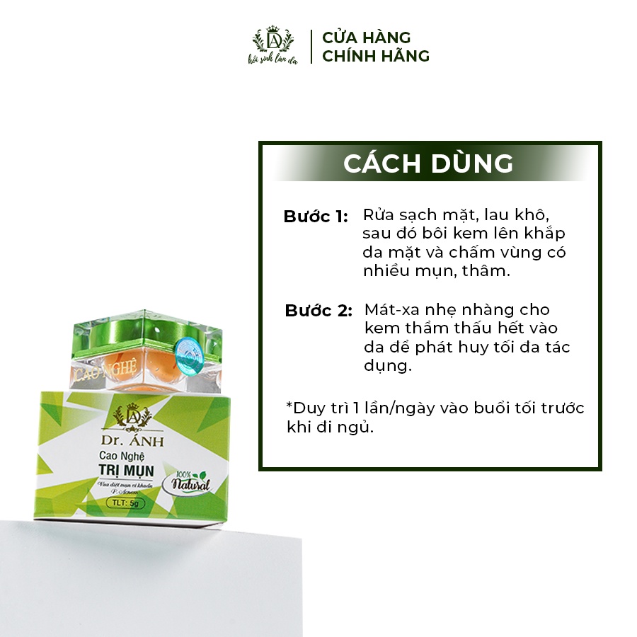 [Mã BMTTC60 giảm đến 60K đơn 50K] Combo Cao nghệ và Sữa rửa mặt Dr. Ánh giúp giảm mụn, sạch nhờn và giảm thâm do mụn