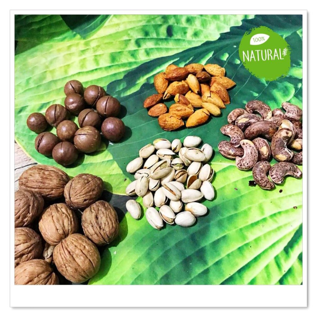 [Mới]  Hạt Mix Nuts 5 loại  Hạt Macca – Hạnh nhân – Hạt Dẻ cười – Hạt Điều – Hạt Óc chó  (500g)