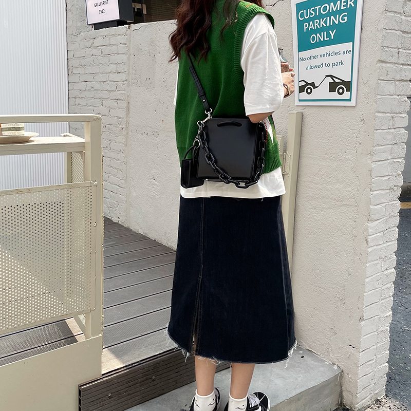 Mới túi đeo chéo phối dây xích bằng acrylic thời trang cho nữ