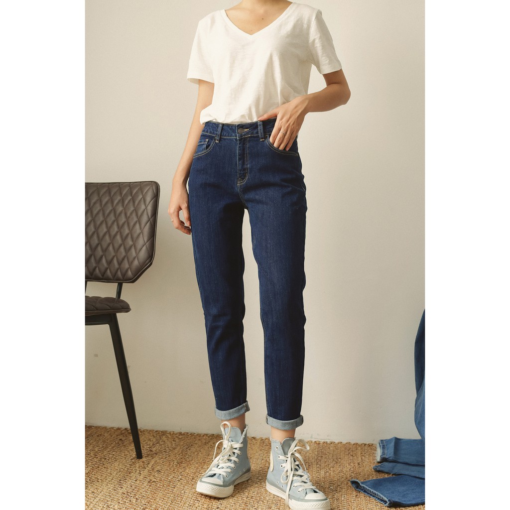 Quần jeans boy trơn lật lai (Xanh đậm/Trung/Nhạt) - GJ02