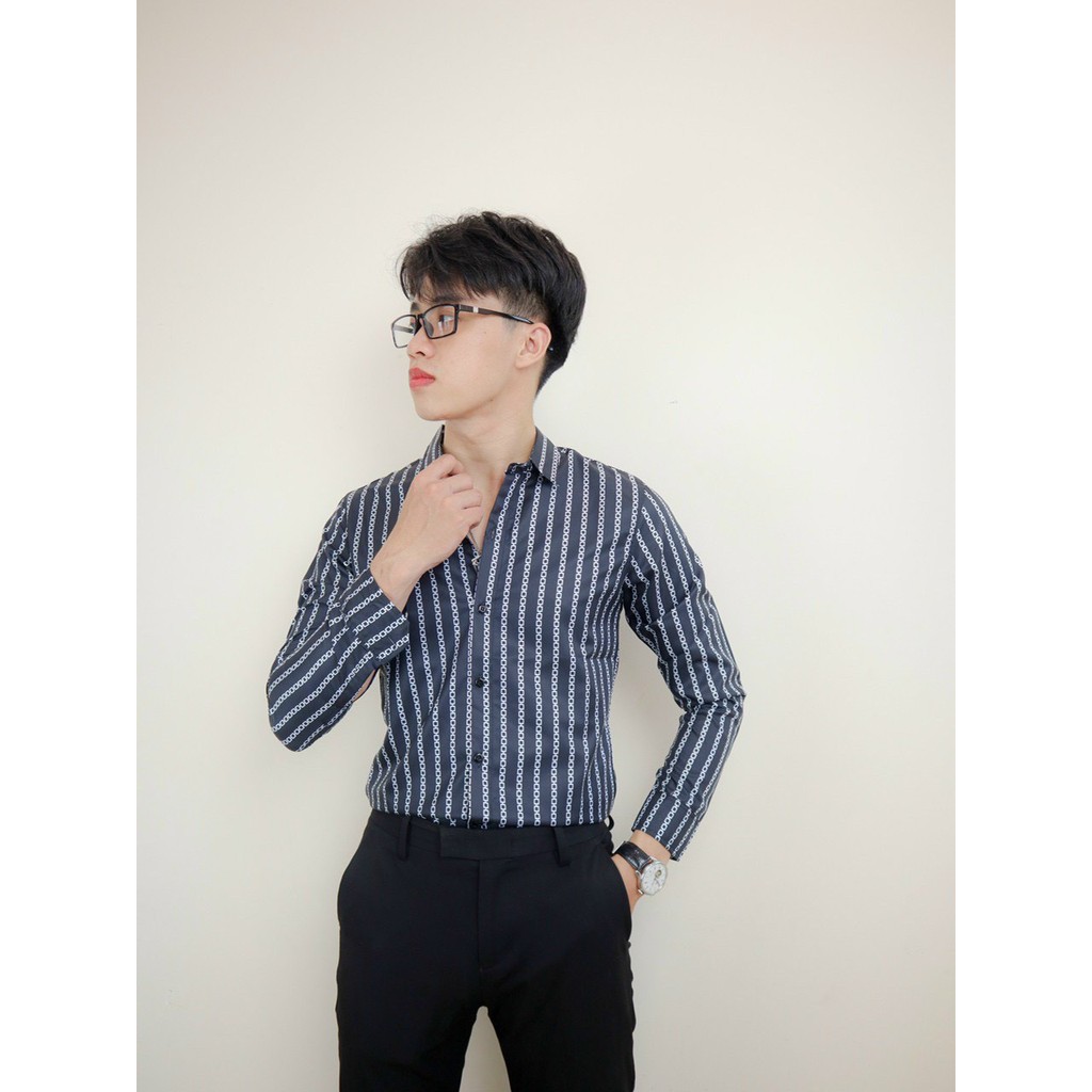 Áo Sơ Mi Nam 3D Dài Tay Cổ Vải Lụa Cao Cấp, Áo Sơmi Trắng Đen Dáng Ôm Form Body, Thanh Lịch, Tôn Dáng | BigBuy360 - bigbuy360.vn