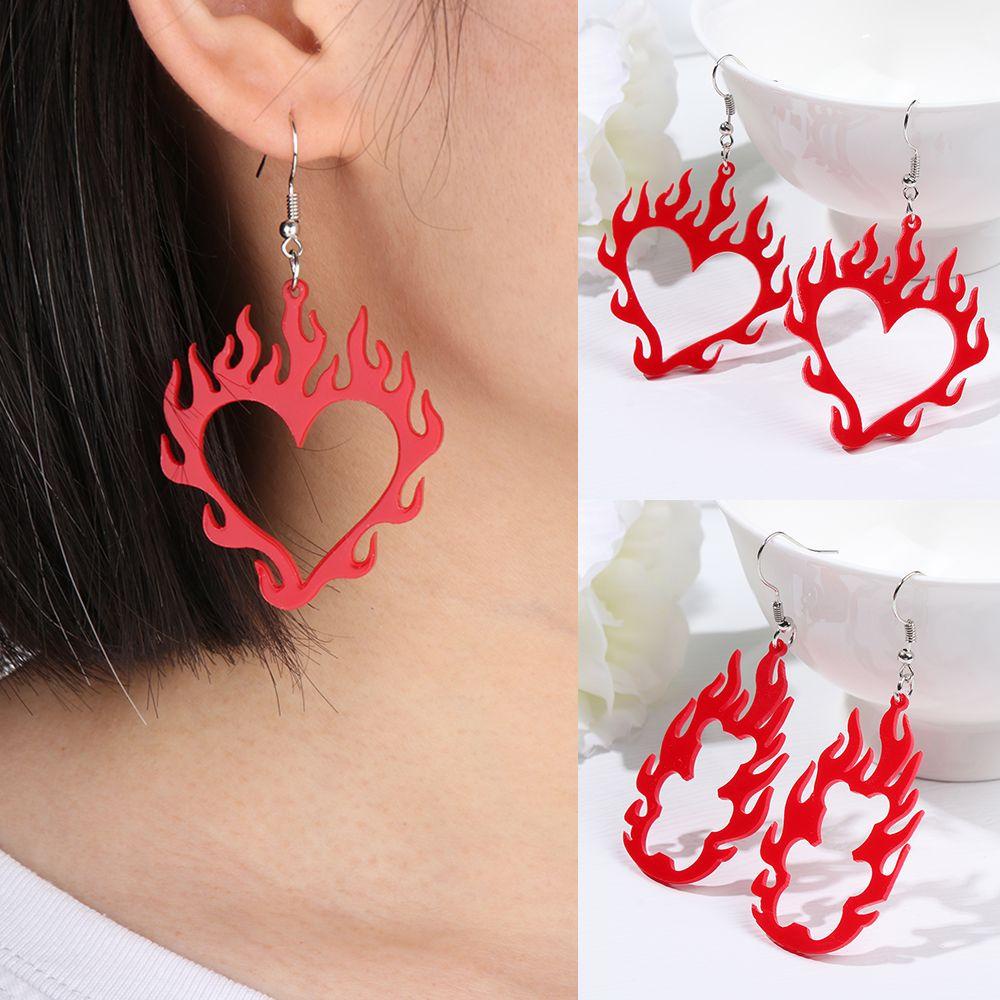 Bông Tai Acrylic Hình Ngọn Lửa Thời Trang Sáng Tạo