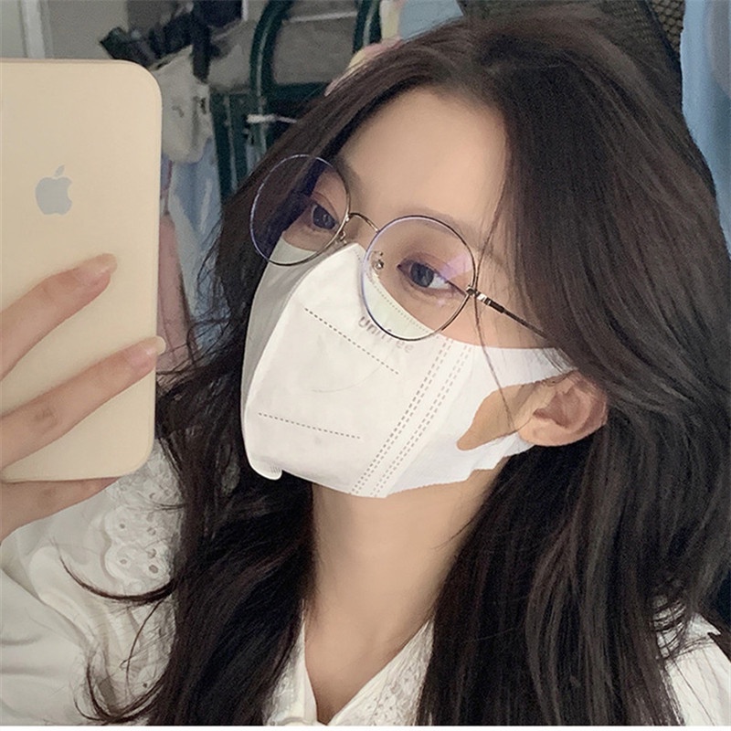 Mắt Kính Gọng Kim Loại Tròn Chống Bức Xạ Máy Tính Phong Cách Hàn Quốc Cho Nam Và Nữ