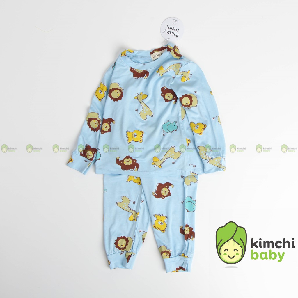 Đồ Bộ Bé Trai, Bé Gái Minky Mom Vải Thun Lạnh Họa Tiết In Chìm Caro Dễ Thương, Bộ Dài Tay Cho Bé Mặc Nhà MKMTD2108