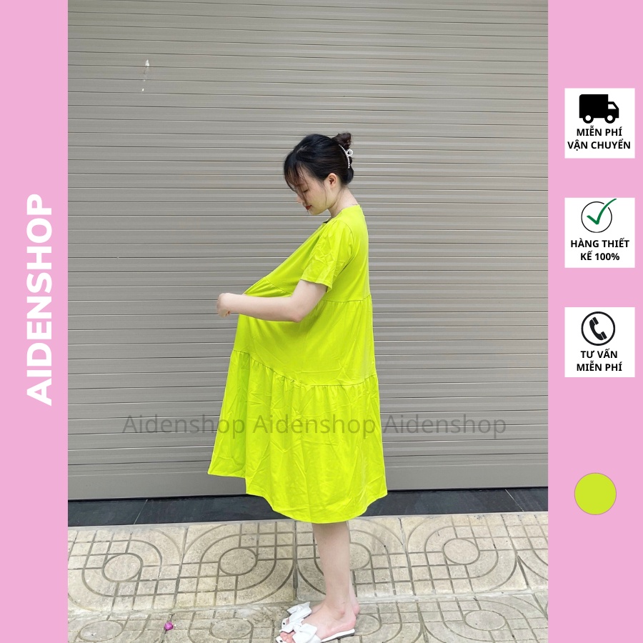 Váy bầu đẹp suông Aidenshop đầm bầu mùa hè chất phông mát 45-70kg