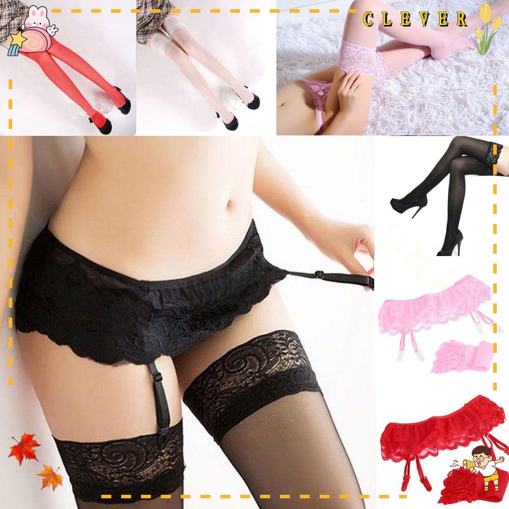 CLEVER Fashion Socks+Suspender Garter Belt Hot Stockings Thigh-Highs Women New Leggings Sexy Lace Top/Multicolor