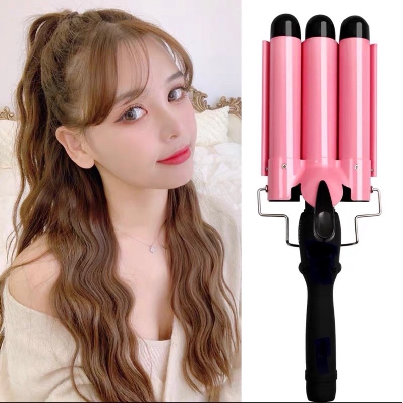 Máy Uốn Tóc Sóng 3 trục Hair Curler ichibai Vàng,hồng,đen ( có size 22-25-28mm )