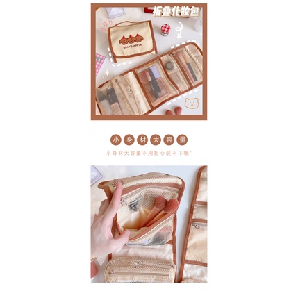 Túi đựng mỹ phẩm du lịch nhiều ngăn gấp được hình gấu đơn giản mới | BigBuy360 - bigbuy360.vn