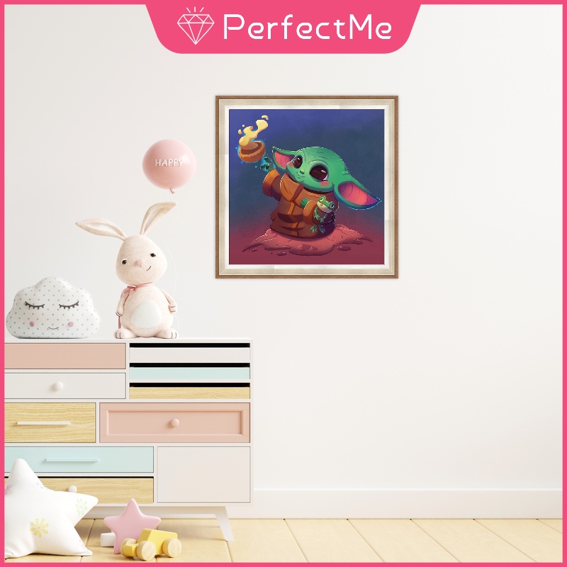 Bộ tranh đính đá 5D tự làm 30×30cm hình con ếch trong Star Wars