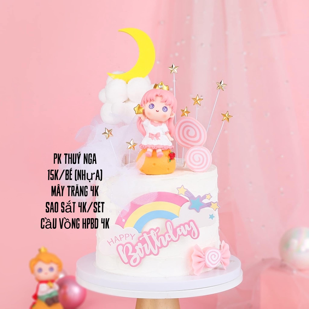 HOÀNG TỬ VÀ CÔNG CHÚA NGỒI QUẢ TRANG TRÍ BÁNH KEM