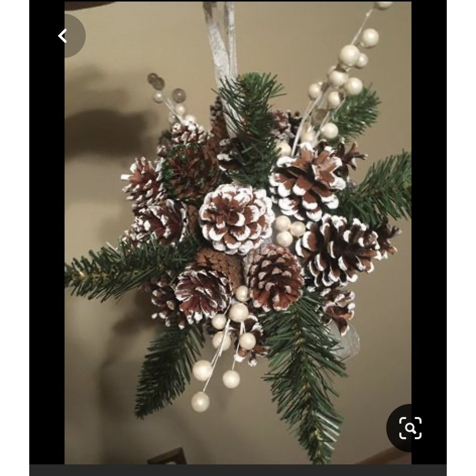 Bộ 05 trái thông tuyết trang trí giáng sinh, trang trí cây thông noel