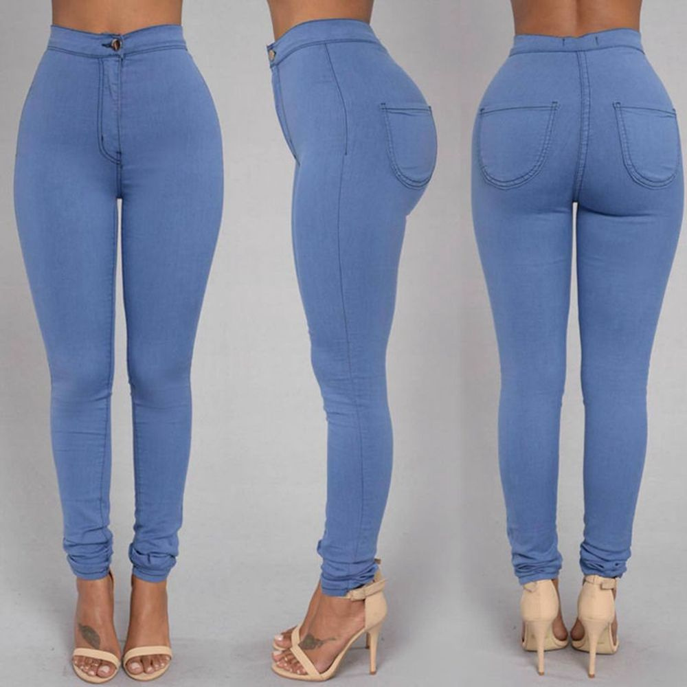 Quần Legging Denim Polyester Lưng Cao Co Giãn Nhiều Màu Sắc Thời Trang Quyến Rũ Cho Nữ