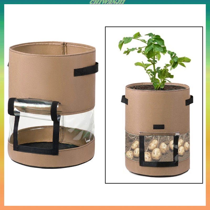 [CHIWANJI1]Vegetable Potato Grow Bag Planter Pot 360 Window Non Woven