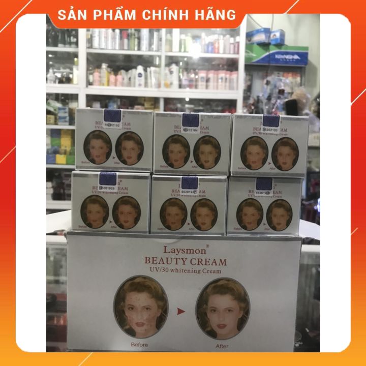 Kem Laysmon Beauty Crea Dưỡng trắng giảm Nám, sắc tố đen, giảm mụn dưỡng trắng da mờ thâm hiệu quả lọ 15gr (hàng đà