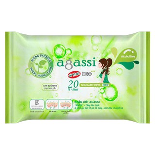 Khăn Ướt Agassi Hàn Quốc 20 Tờ Diệt Khuẩn Tẩy Trang