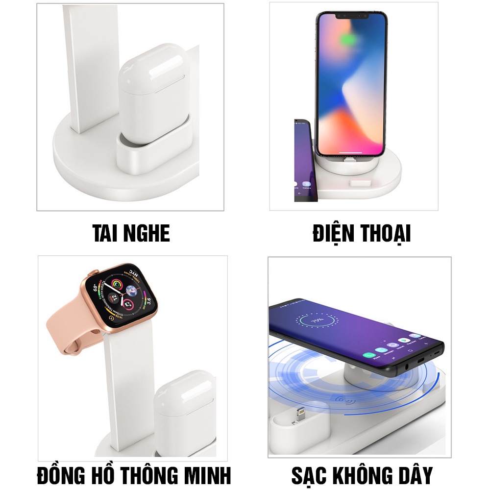 Đế Sạc Không Dây 6in1 Để Bàn Cao Cấp BXD-07A Sạc Nhanh 20W Phù Hợp Mọi Thiết Bị - T DECOR