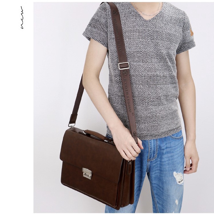 Túi da nam công sở Cặp đựng tài liệu laptop C2 nâu magic