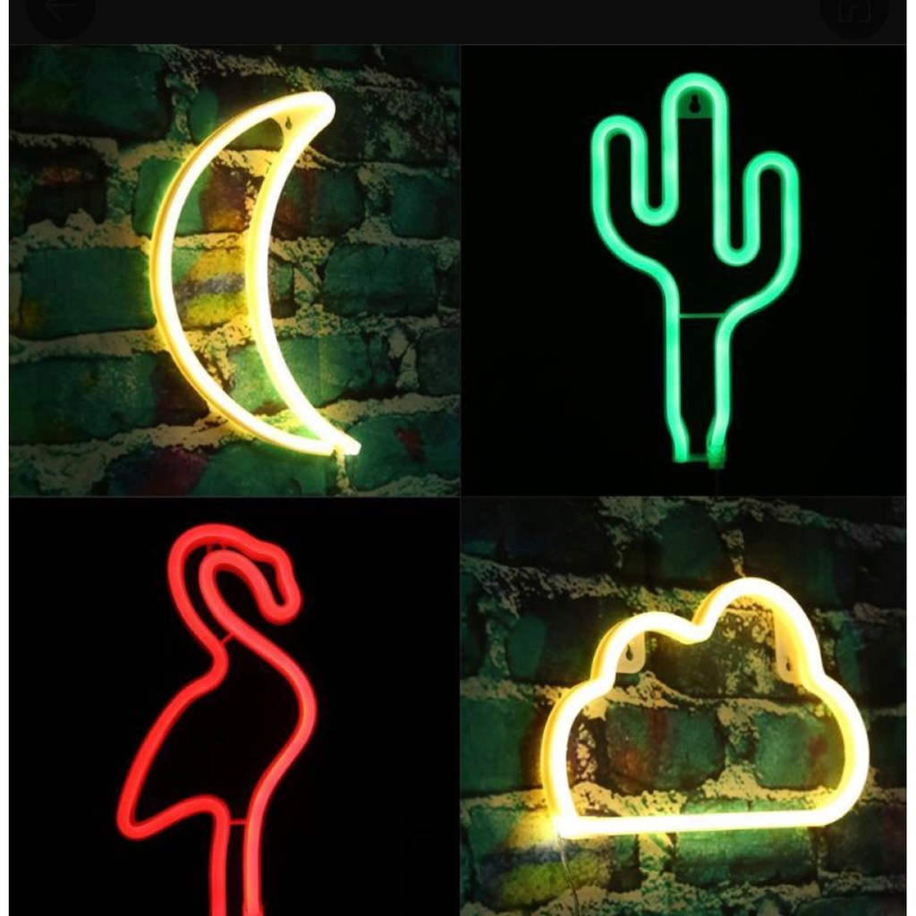 Đèn Neon light treo tường các kiểu có sẵn dễ thương chữ love, chữ home, chữ hello, cầu vồng, con mèo