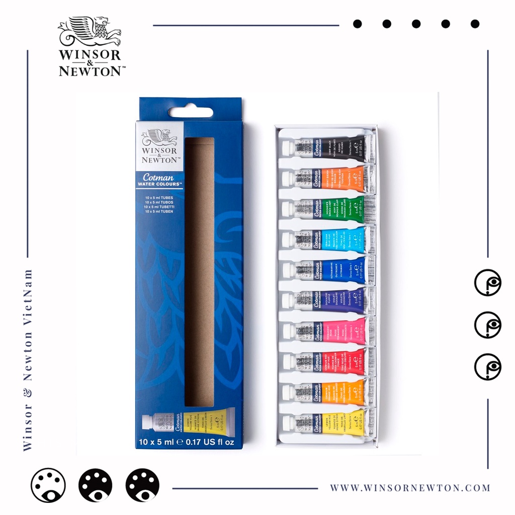 Set màu nước Winsor & Newton Cotman 10/20 màu tuýp 5ml