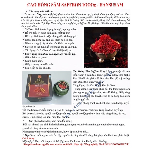 [SALE THANG 6] CAO HỒNG SÂM SAFRON HÀN QUỐC