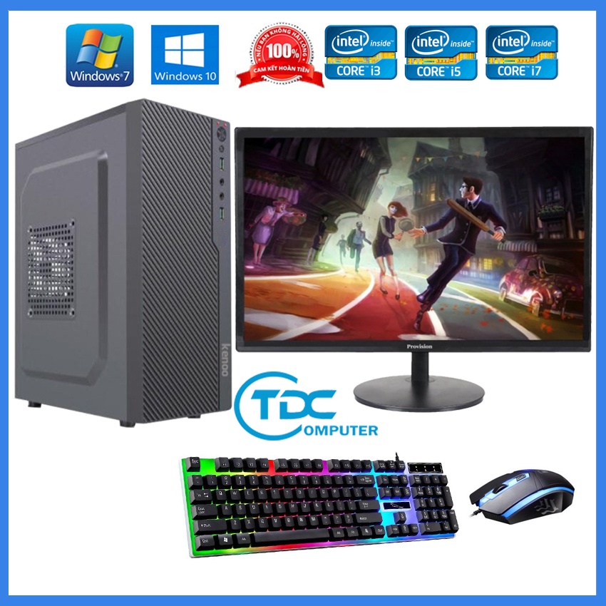 Bộ máy tính để bàn Max PC + Màn hình Provision 19 inch Cấu hình core i3, i5 i7 Ram 4GB, SSD 240GB + Quà Tặng