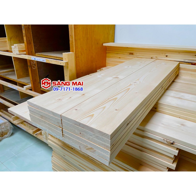[MS51] Tấm gỗ thông mặt rộng 24cm x dày 2cm x dài 1m2 + láng nhẵn mịn 4 mặt
